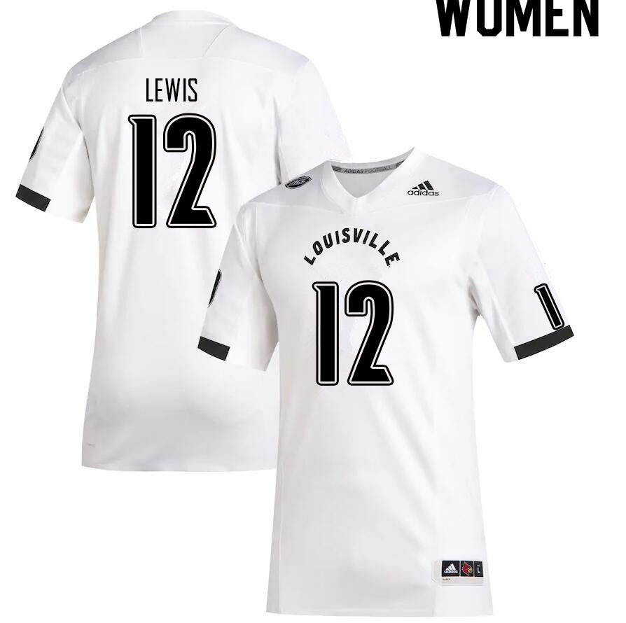 Women #12 T.J. Lewis Louisville Cardinals College Football Jerseys Sale-White - Click Image to Close
